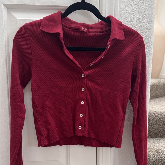 Brandy Melville John Galt button down crop top - Picture 1 of 2